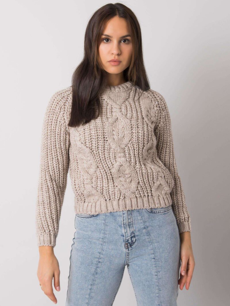 Beżowy sweter damski - obrazek 3