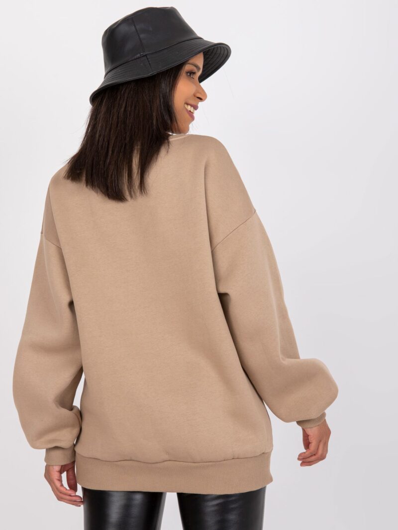 Beżowa bluza oversize z nadrukiem - obrazek 4