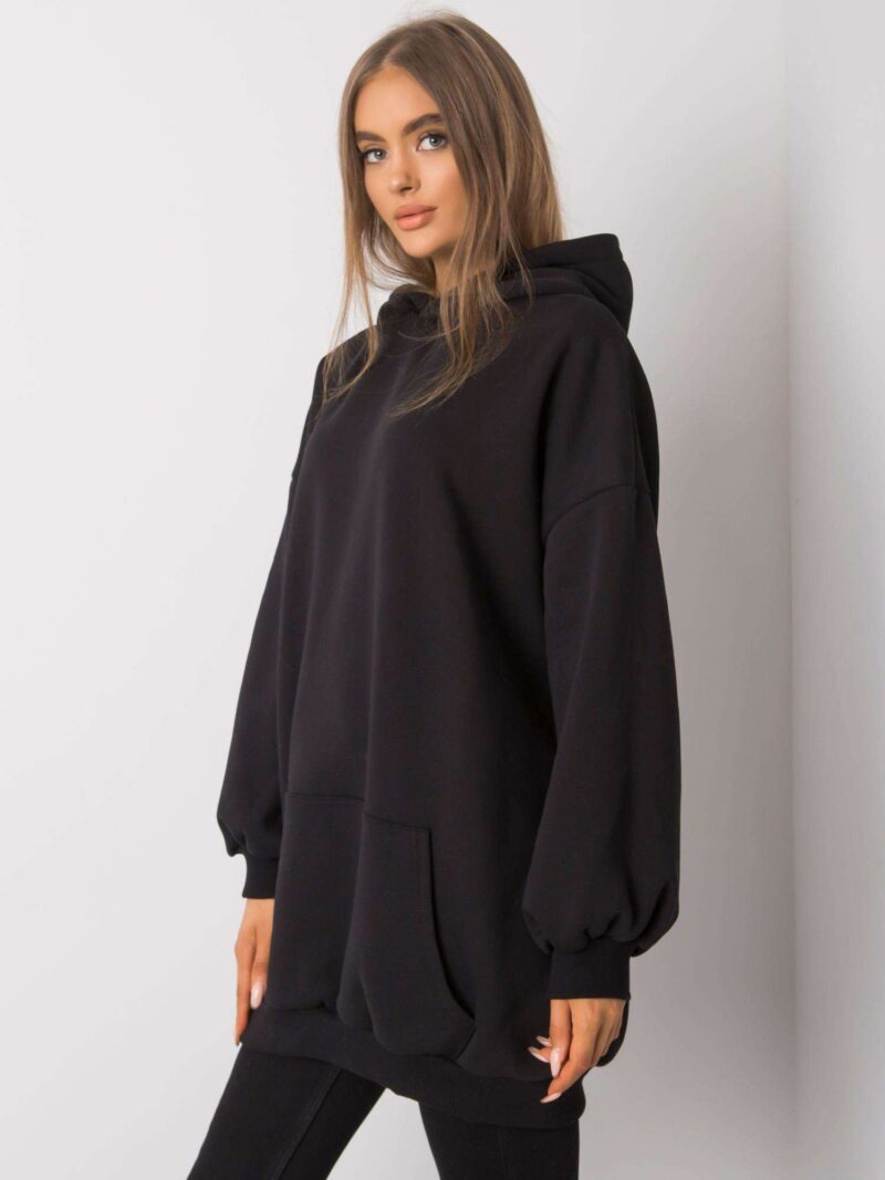 Czarna bluza oversize z kapturem - obrazek 2