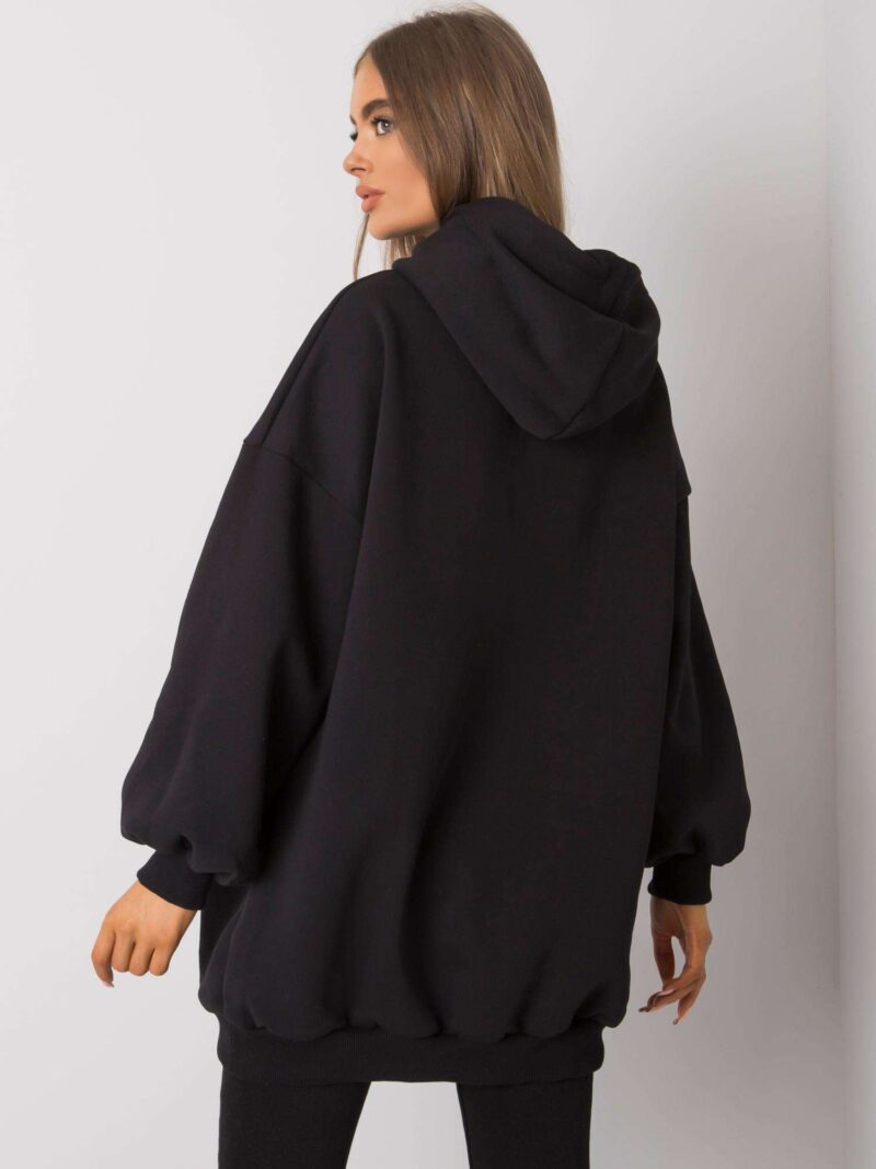 Czarna bluza oversize z kapturem - obrazek 3