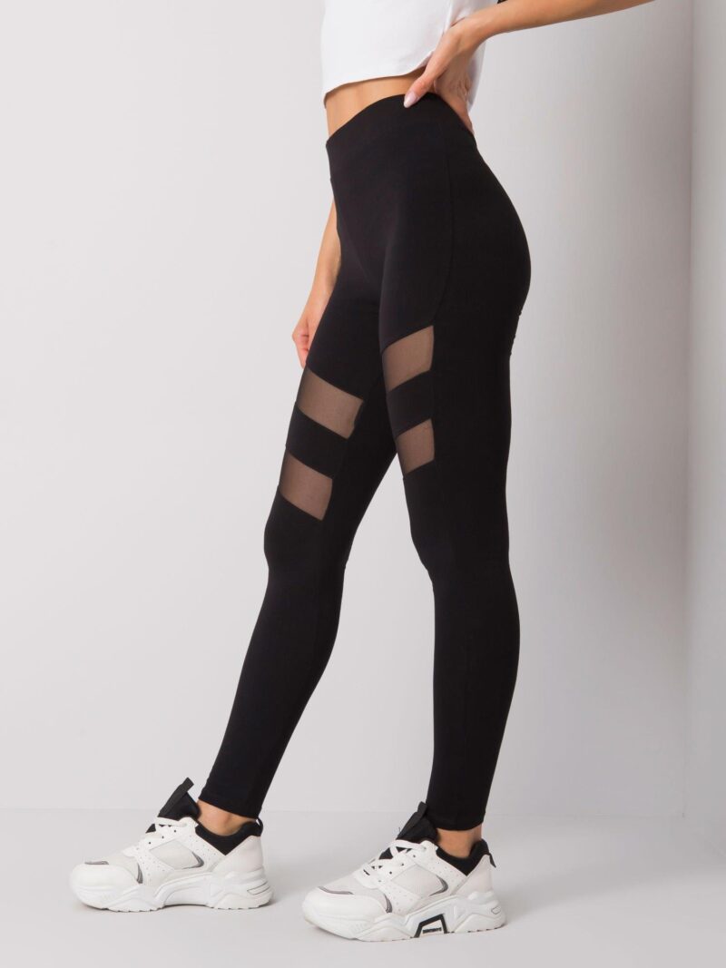 Czarne legginsy z transparentnymi wstawkami - obrazek 3