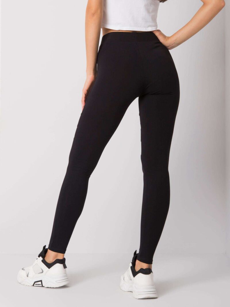 Czarne legginsy z transparentnymi wstawkami - obrazek 2