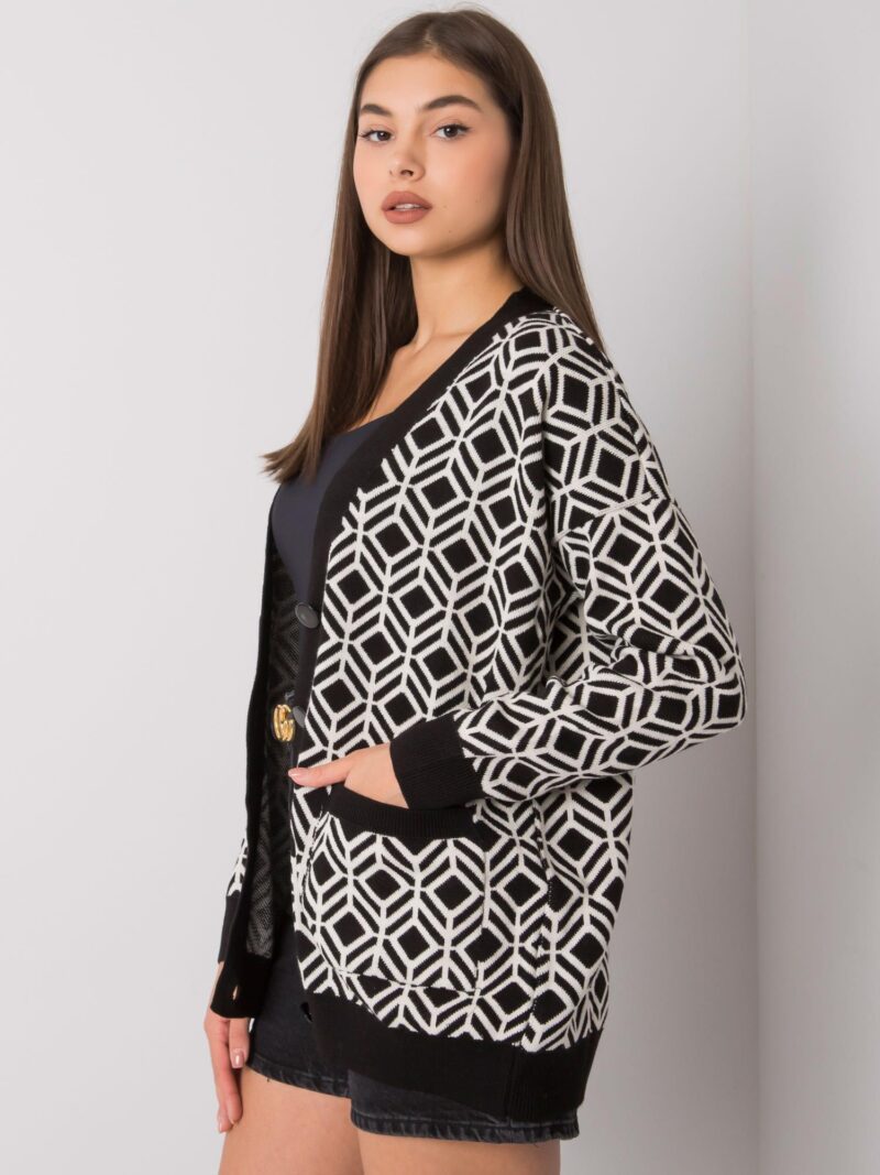 Sweter rozpinany we wzory - obrazek 3