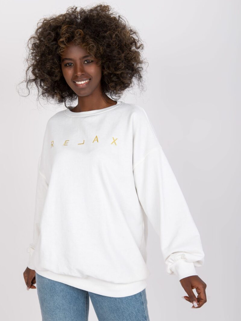 Bluza oversize damska w kolorze ecru - obrazek 2