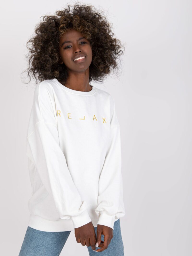 Bluza oversize damska w kolorze ecru - obrazek 3