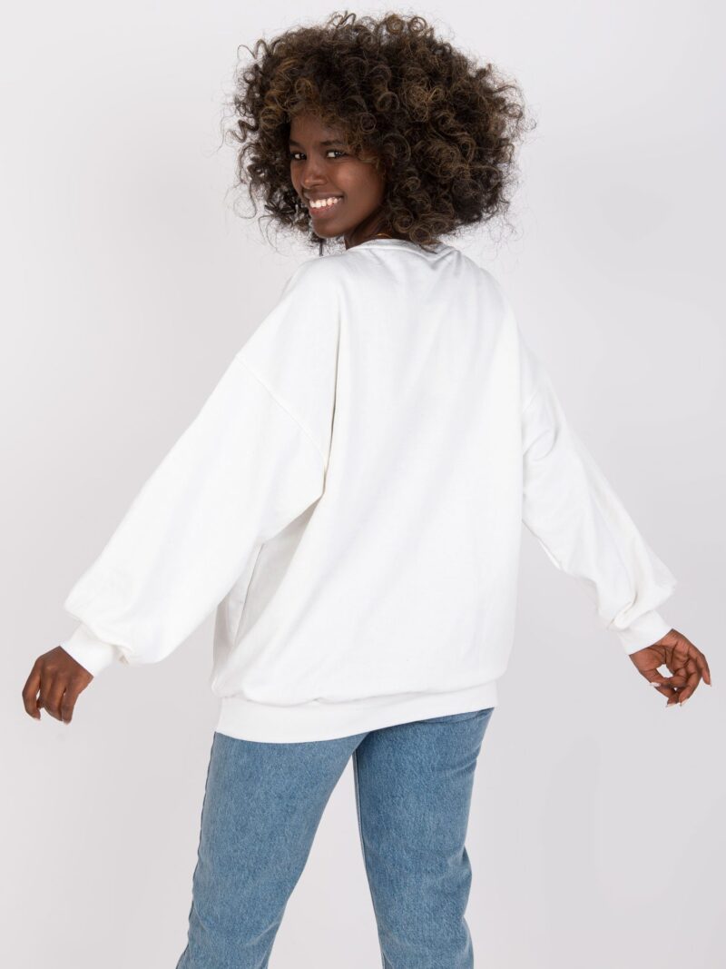 Bluza oversize damska w kolorze ecru - obrazek 5