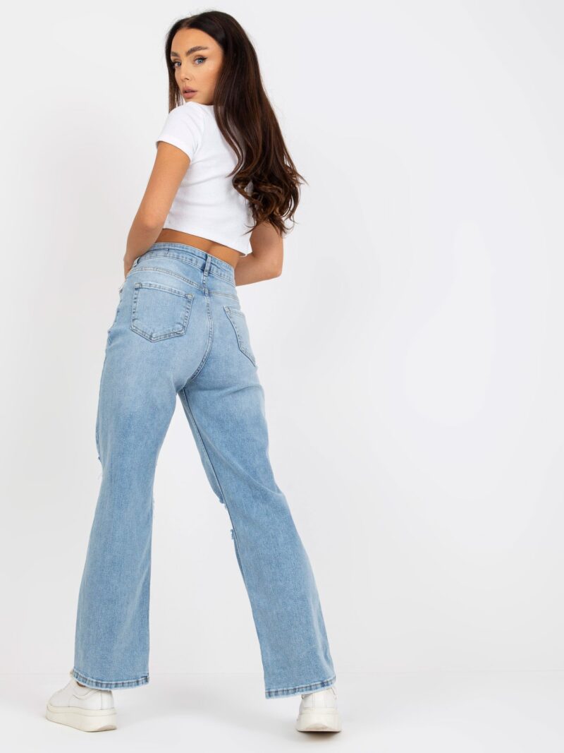 Jeansy wide leg z dziurami i wysokim stanem - obrazek 3