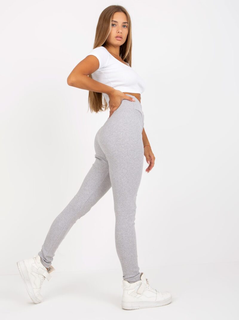 Szare sportowe legginsy z wysokim stanem - obrazek 2
