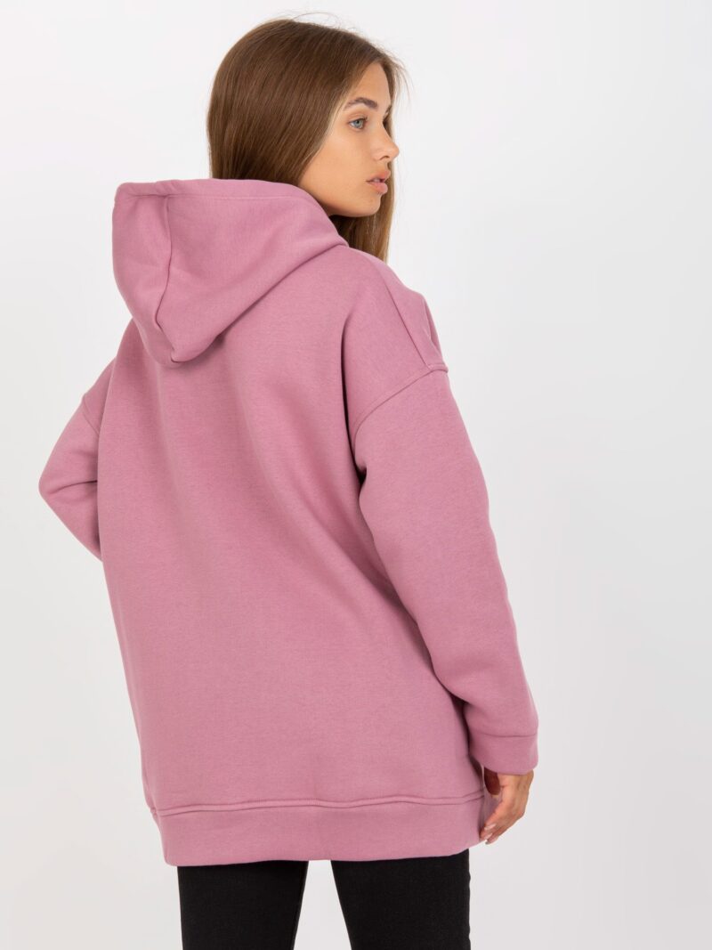 Różowa bluza oversize z kapturem - obrazek 3
