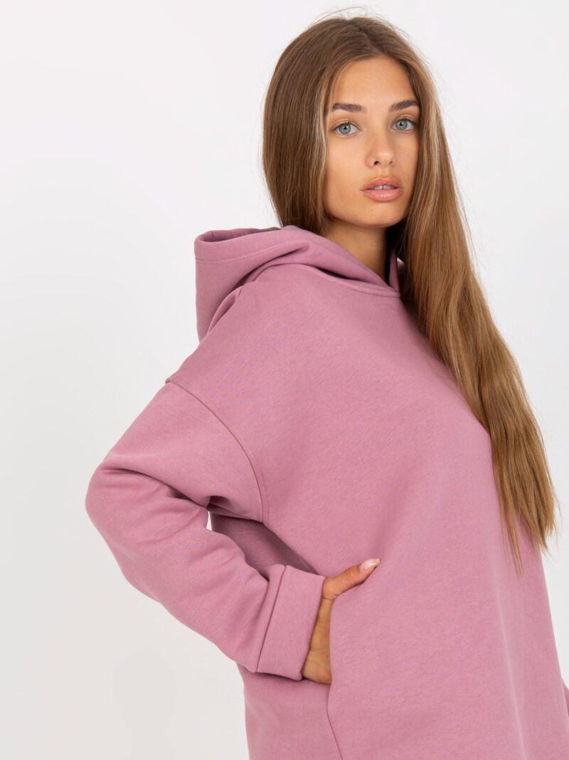 Różowa bluza oversize z kapturem - obrazek 4