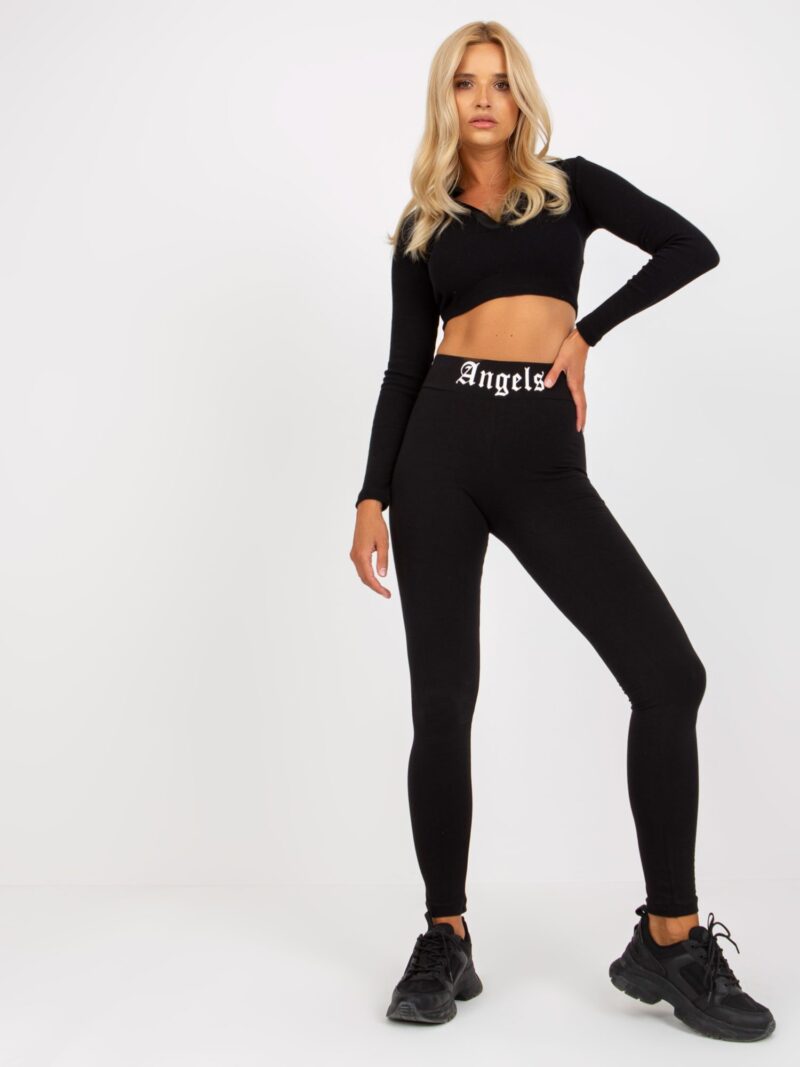 Bawełniane legginsy damskie z napisami - obrazek 3