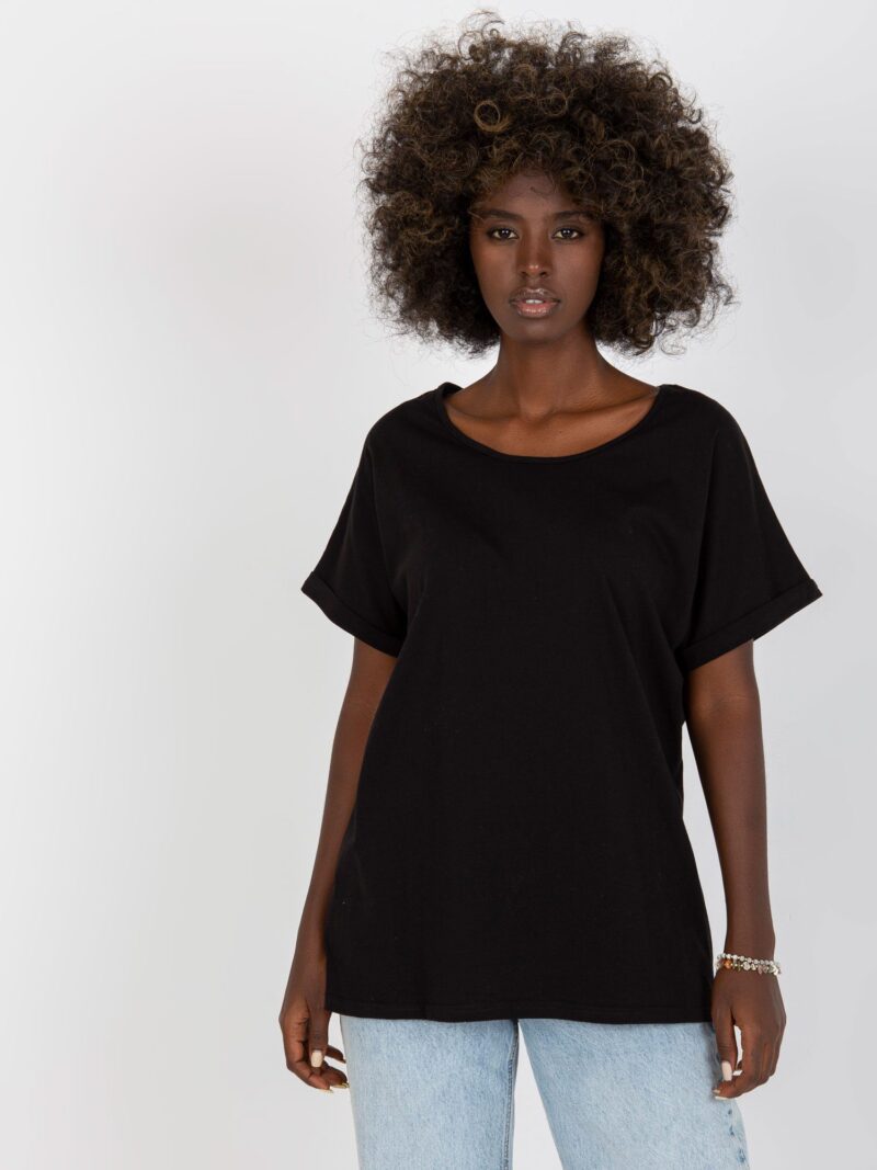 Czarny t-shirt oversize - obrazek 2