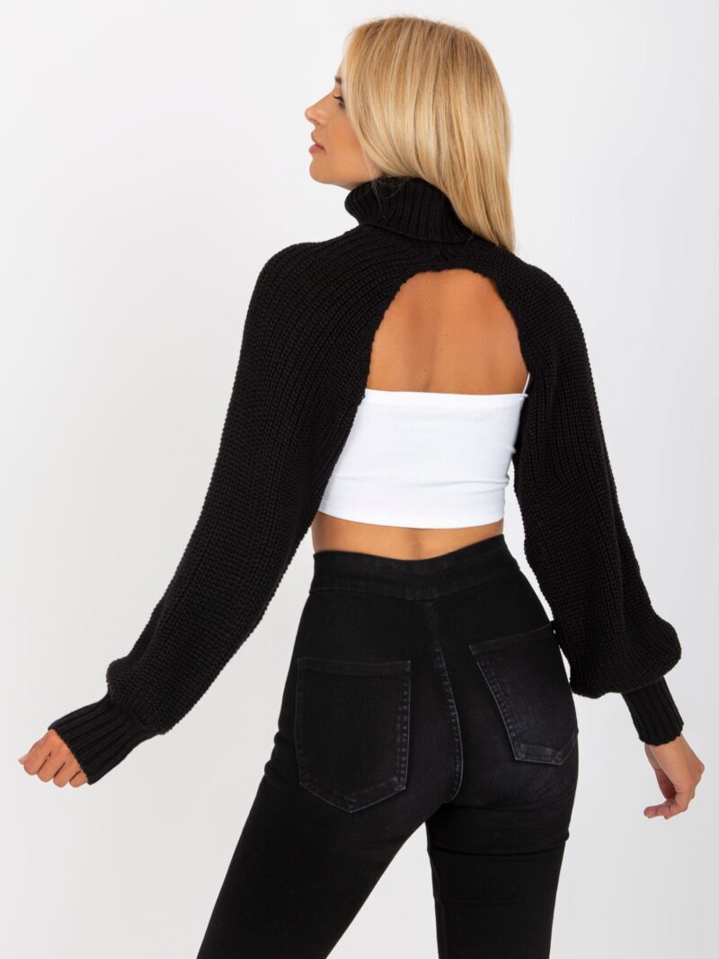 Czarny mini sweter z golfem - obrazek 4