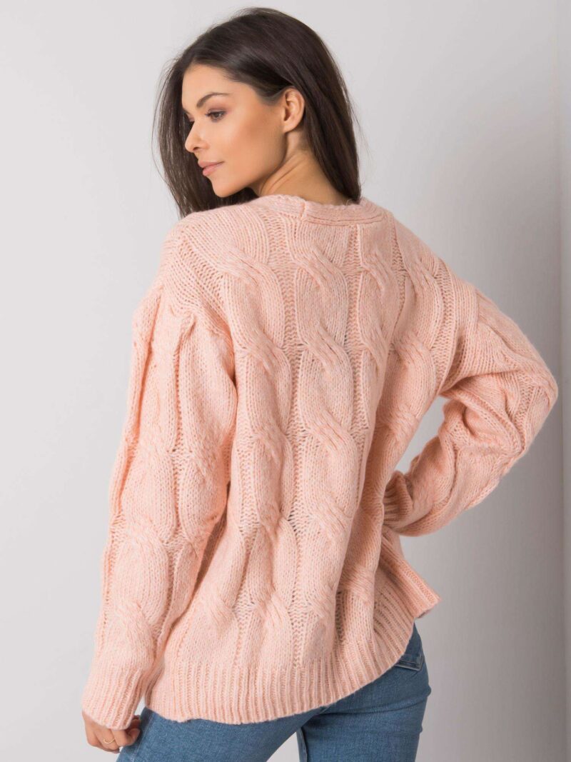 Pudrowy sweter rozpinany - obrazek 2