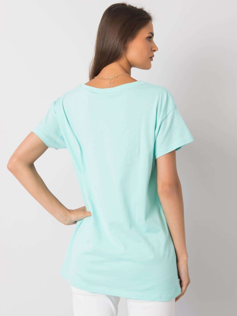 Miętowy t-shirt z nadrukiem - obrazek 3