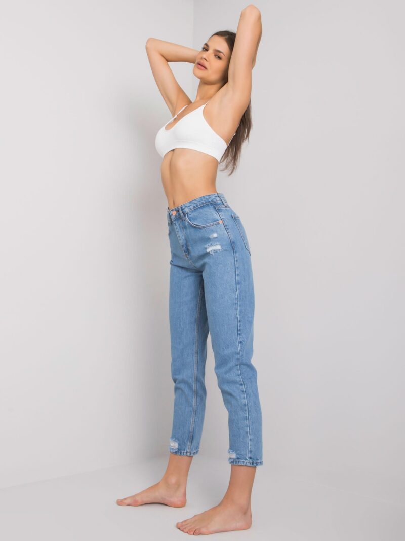 Jeansy mom fit z przetarciami