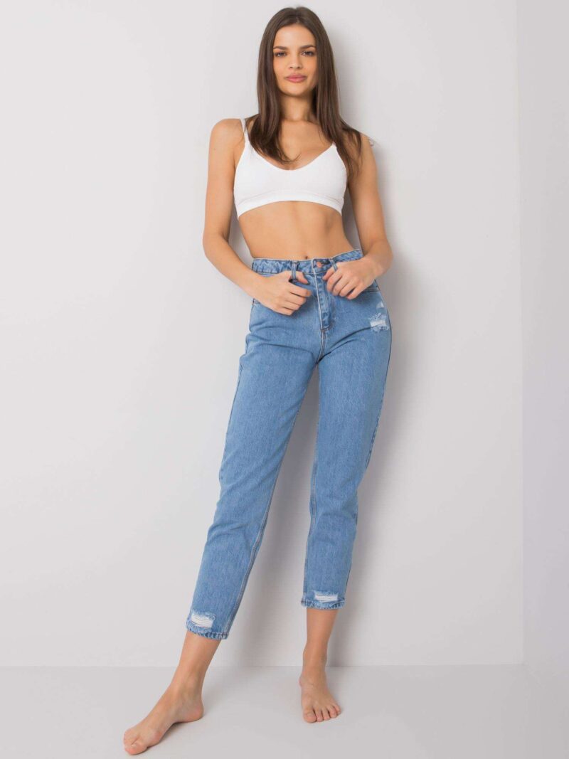 Jeansy mom fit z przetarciami - obrazek 3