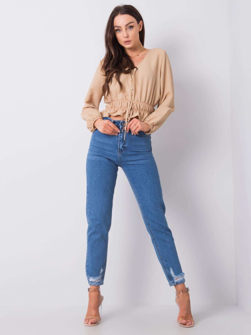 Niebieskie jeansy mom fit