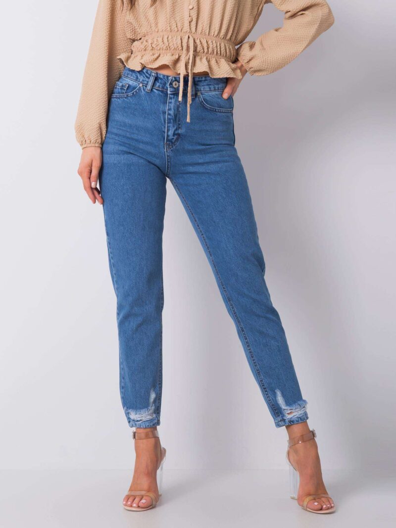 Niebieskie jeansy mom fit - obrazek 4