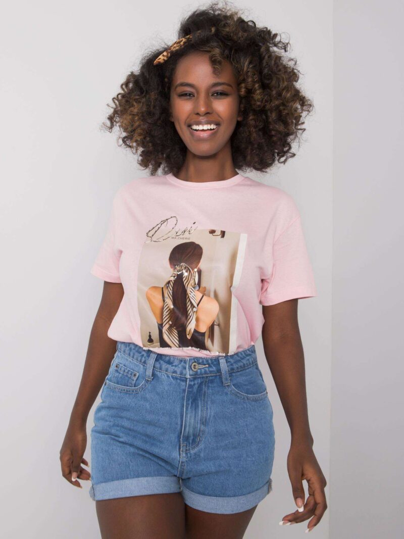 Różowy t-shirt z nadrukiem