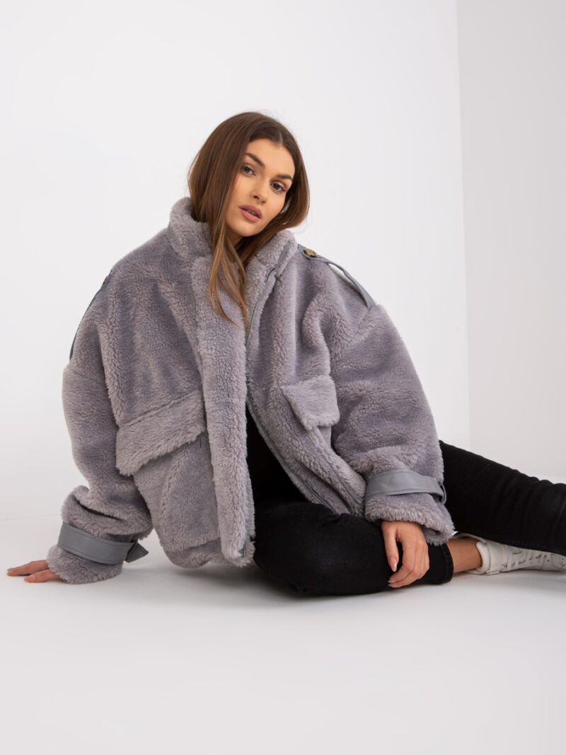 Szara kurtka futerko - obrazek 4