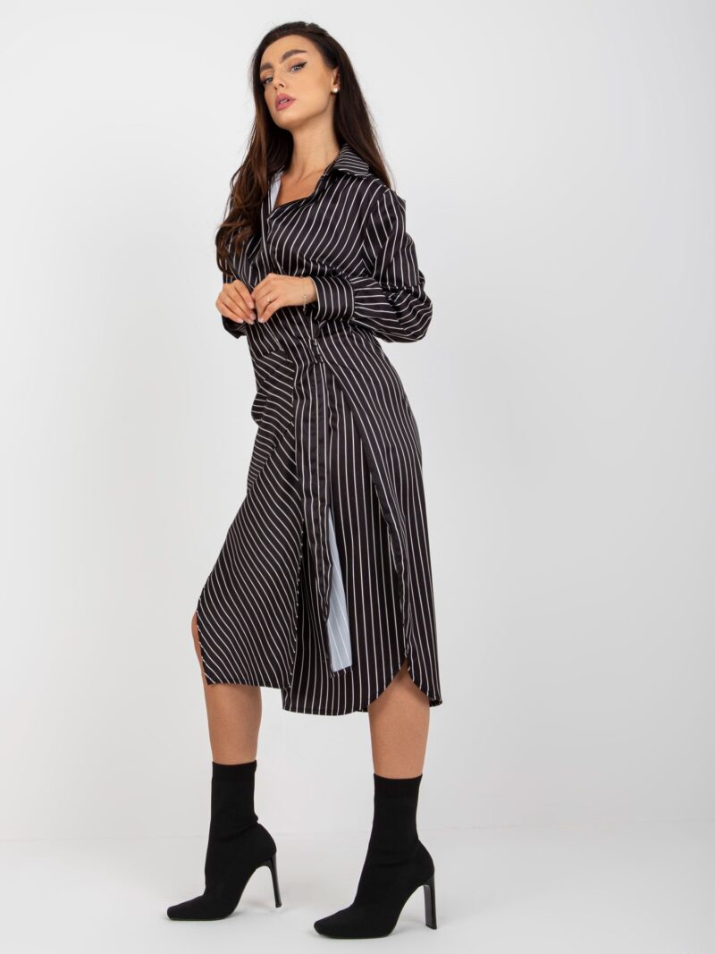 Czarna sukienka koszulowa oversize - obrazek 6