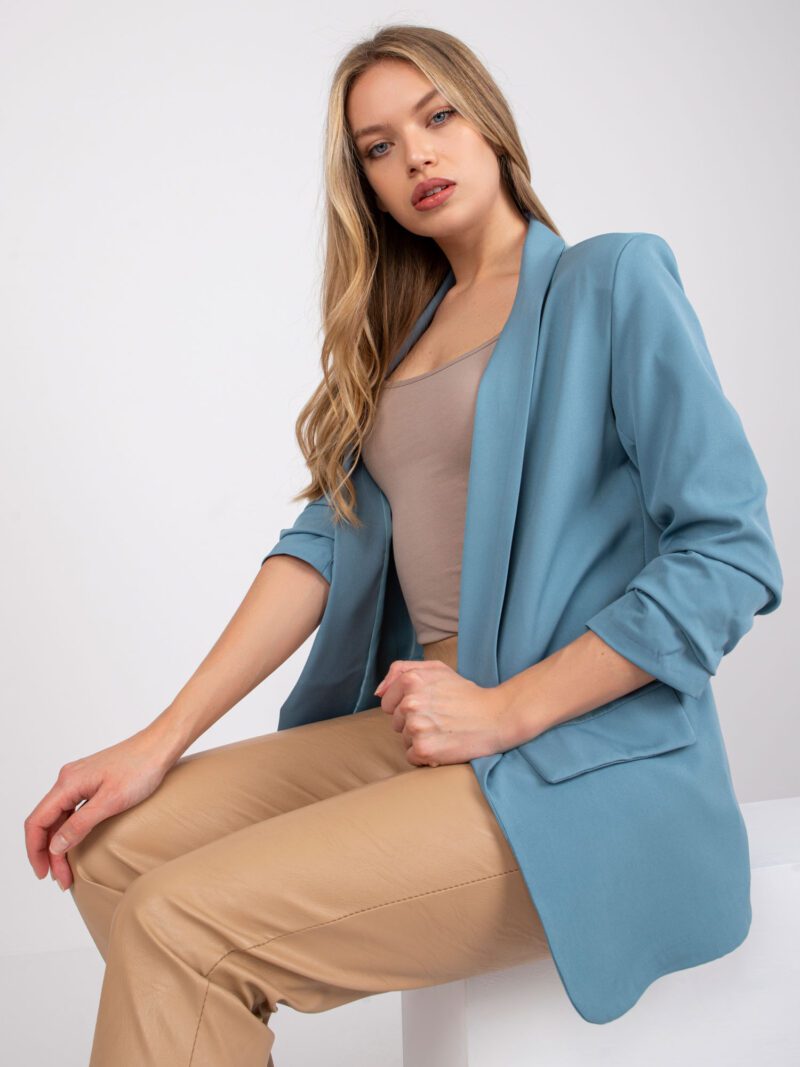 Niebieska elegancka marynarka damska - obrazek 3