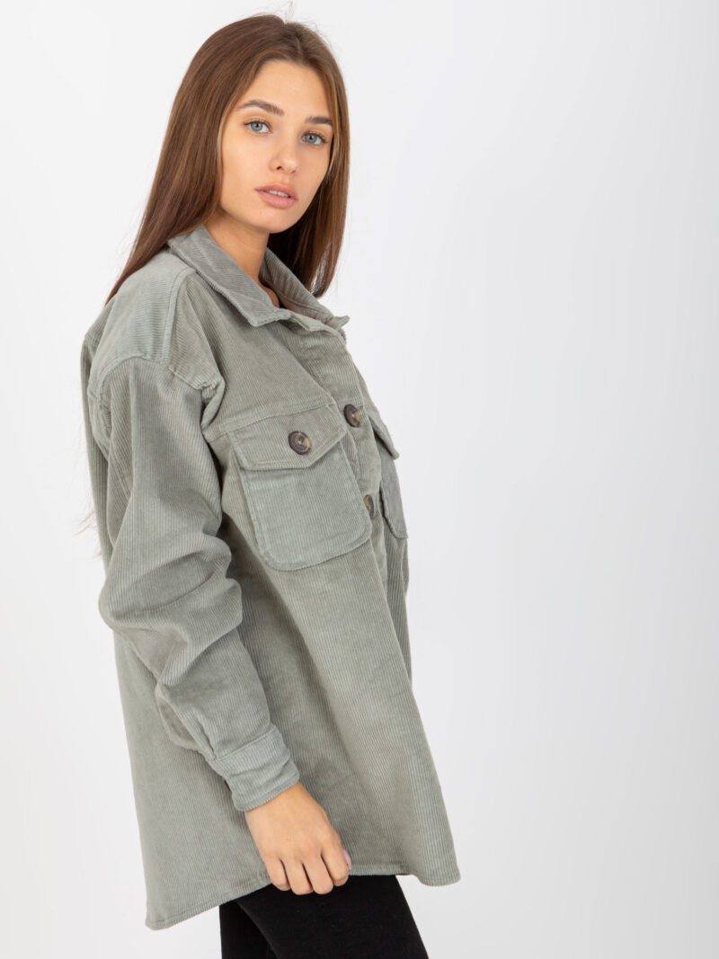 Khaki sztruksowa koszula - obrazek 6