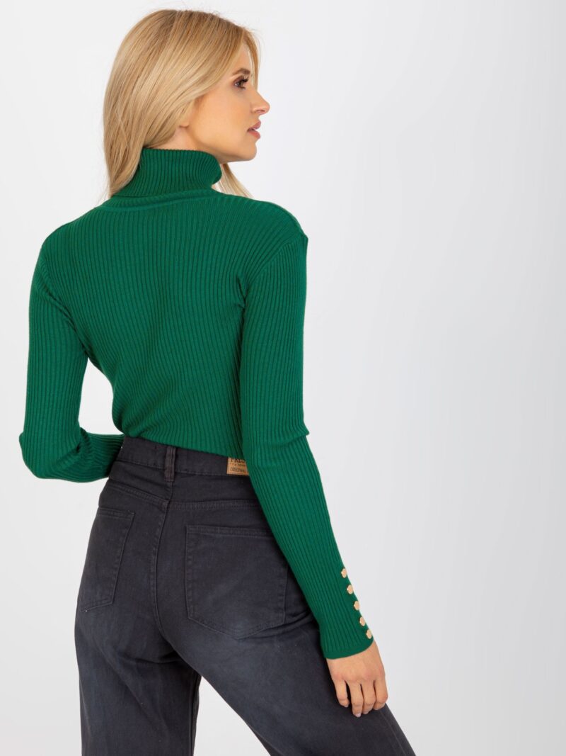 Zielony damski sweter w prążki - obrazek 6