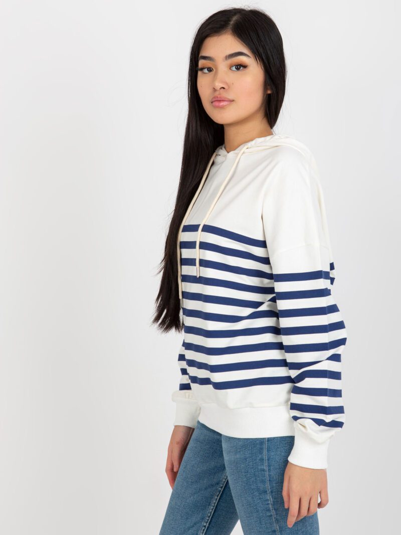 Bluza w paski z kapturem w kolorze ecru - obrazek 4