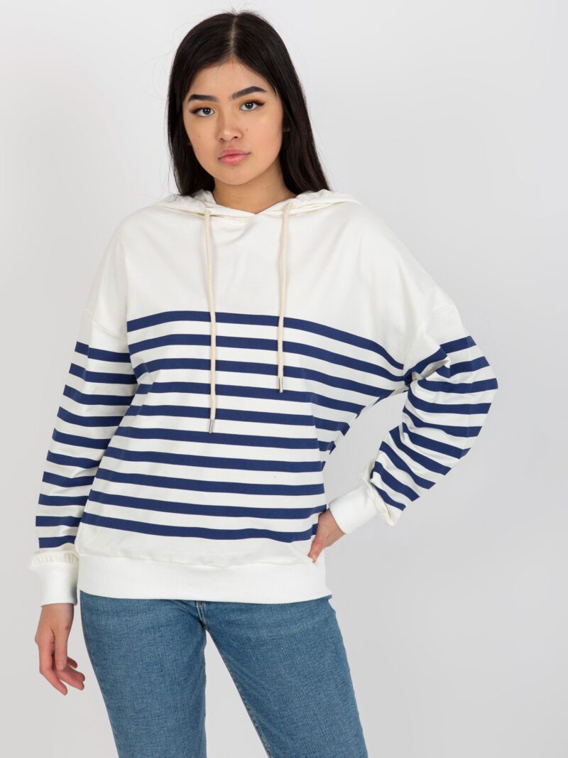 Bluza w paski z kapturem w kolorze ecru