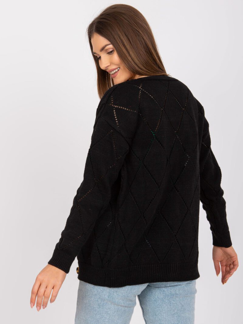 Czarny sweter damski rozpinany - obrazek 4