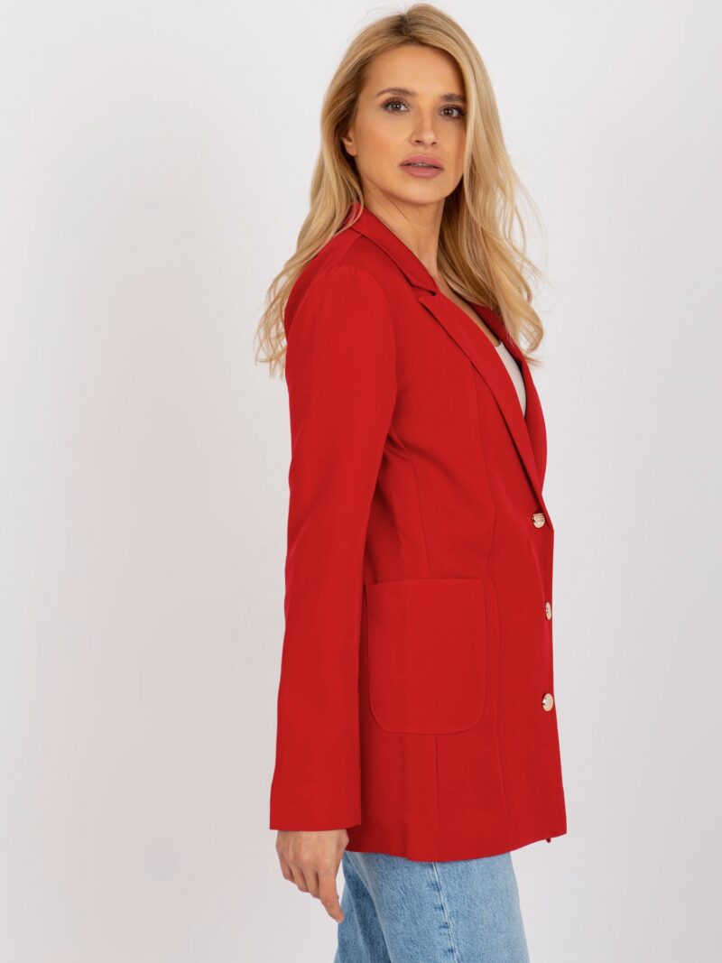 Elegancka czerwona marynarka damska - obrazek 4