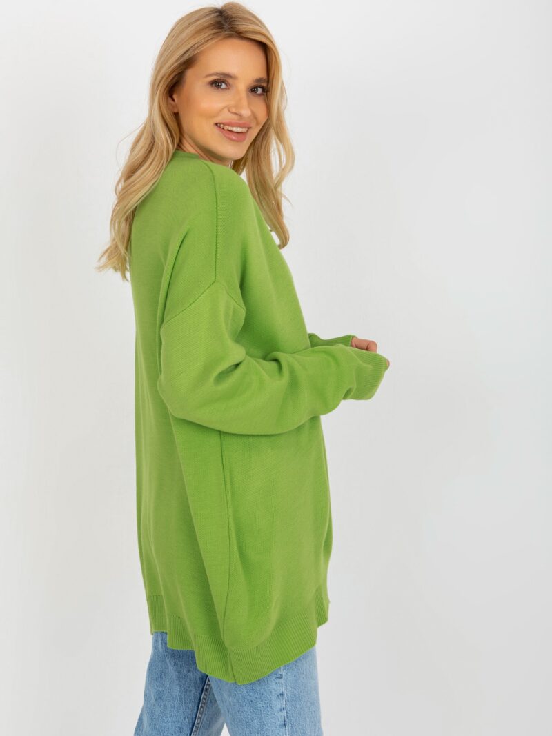 Jasnozielony sweter damski oversize - obrazek 5