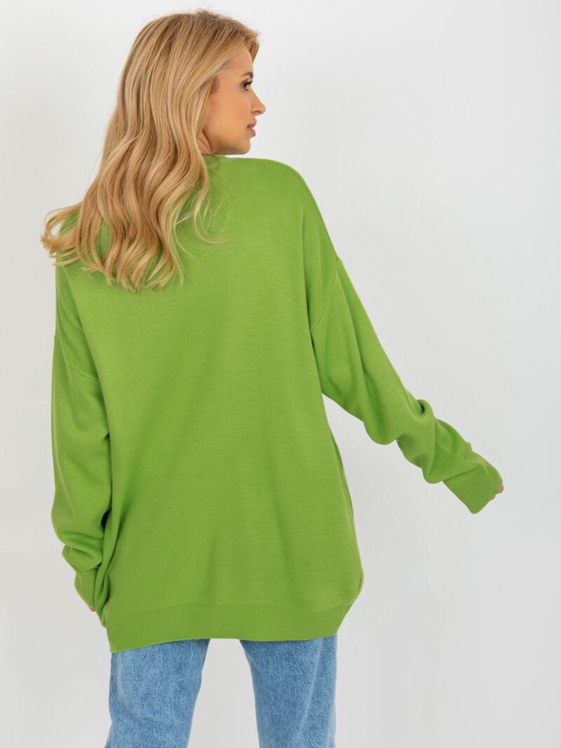 Jasnozielony sweter damski oversize - obrazek 6