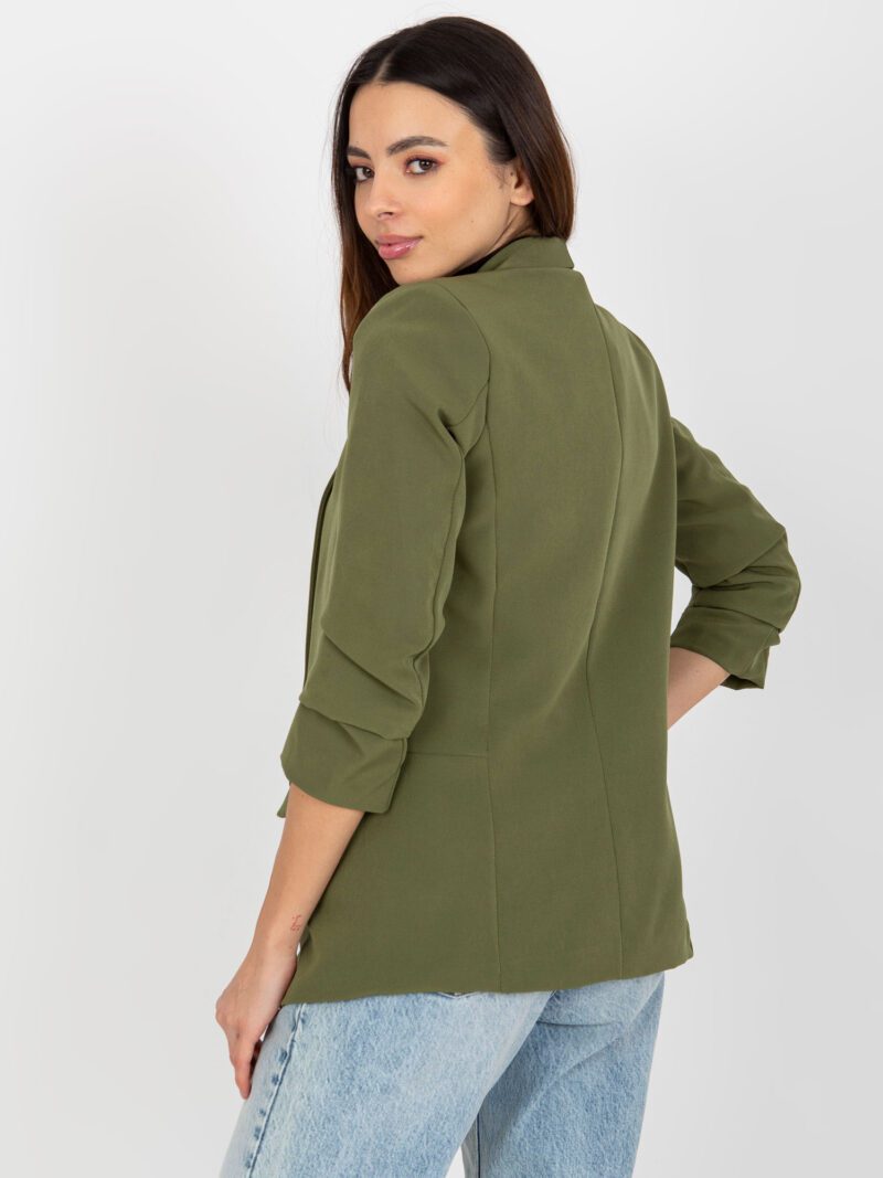 Elegancka marynarka bez zapięcia w kolorze khaki - obrazek 5