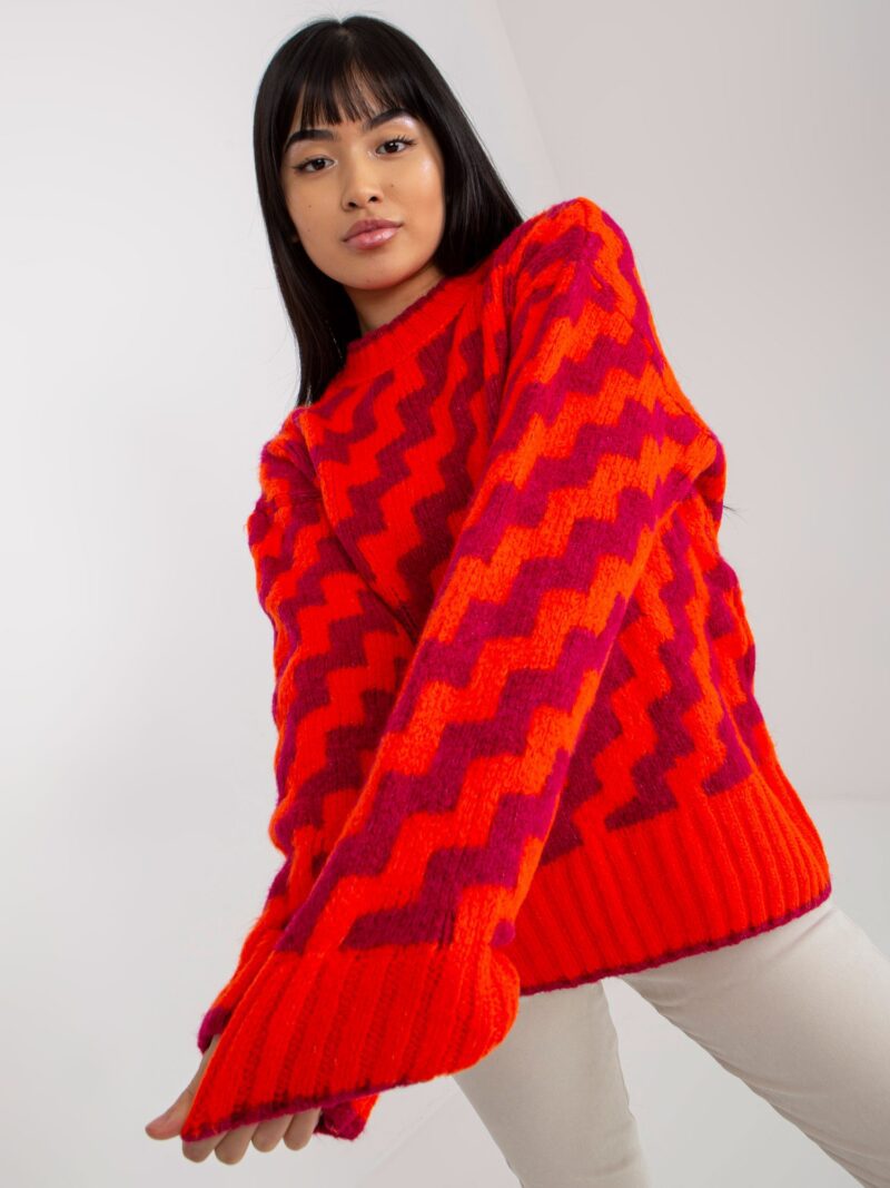 pomarańczowy sweter damski ze stójką