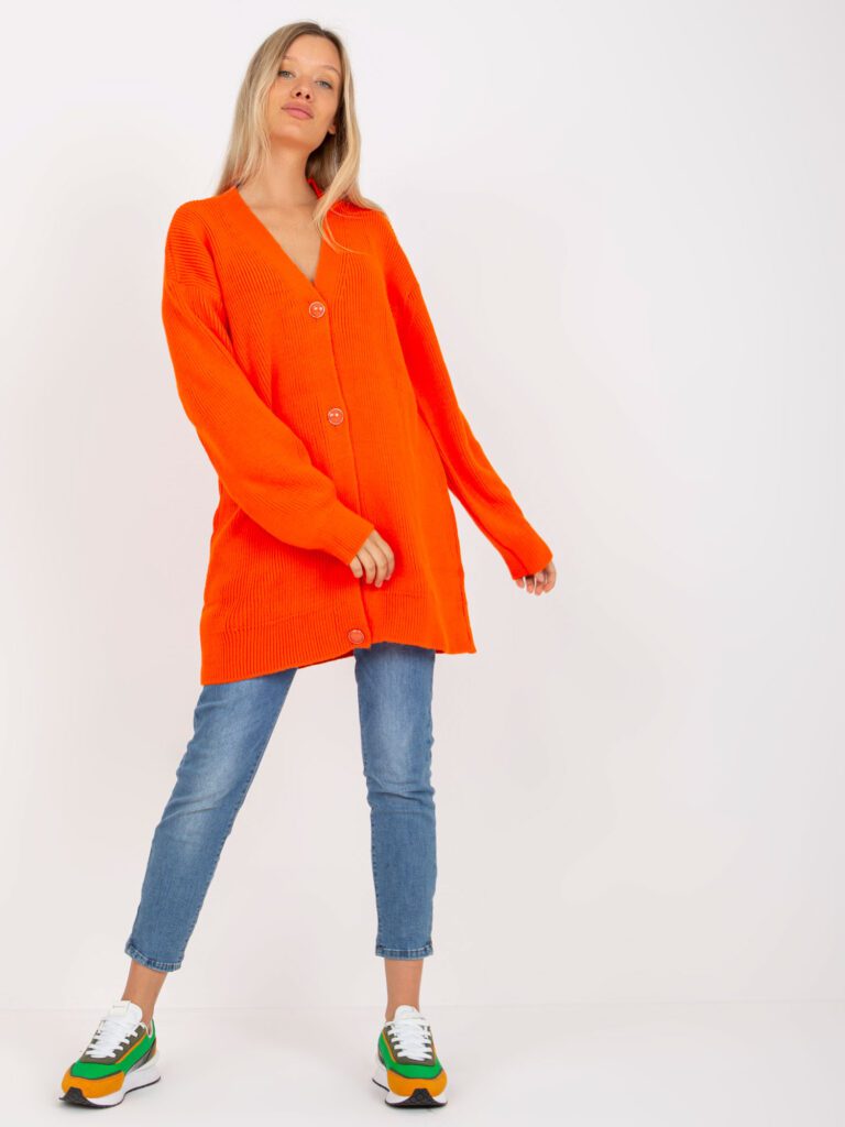 pomarańczowy sweter damski rozpinany