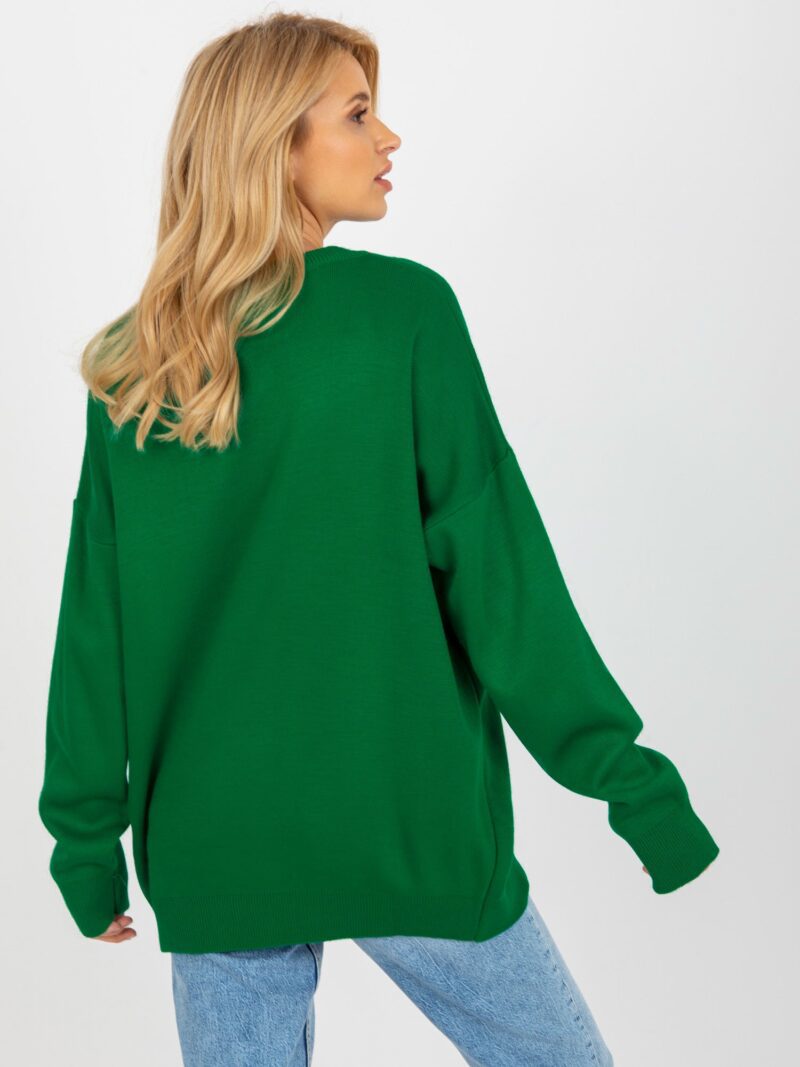 Zielony sweter damski oversize - obrazek 4