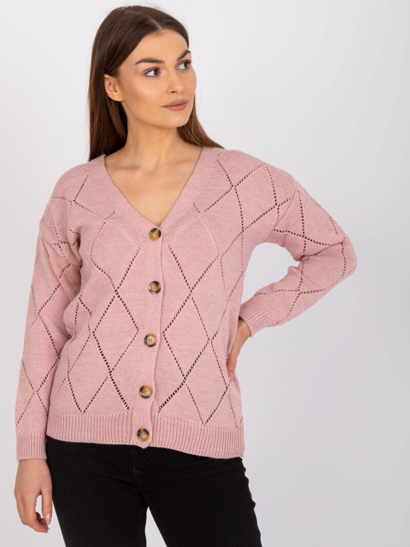 Różowy sweter damski rozpinany