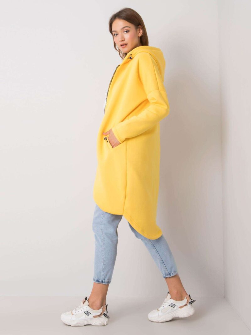 Żółta bluza damska oversize z kapturem - obrazek 3