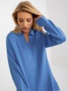 niebieski długi sweter damski oversize