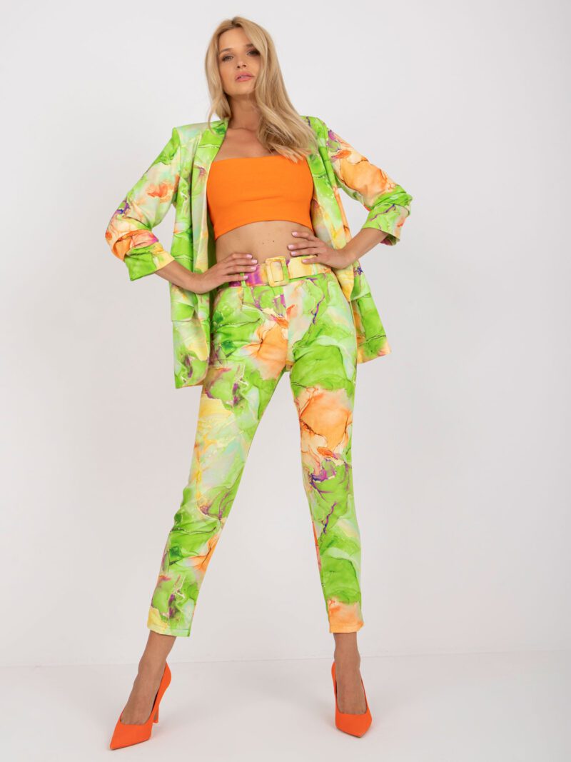 limonkowe spodnie w printy