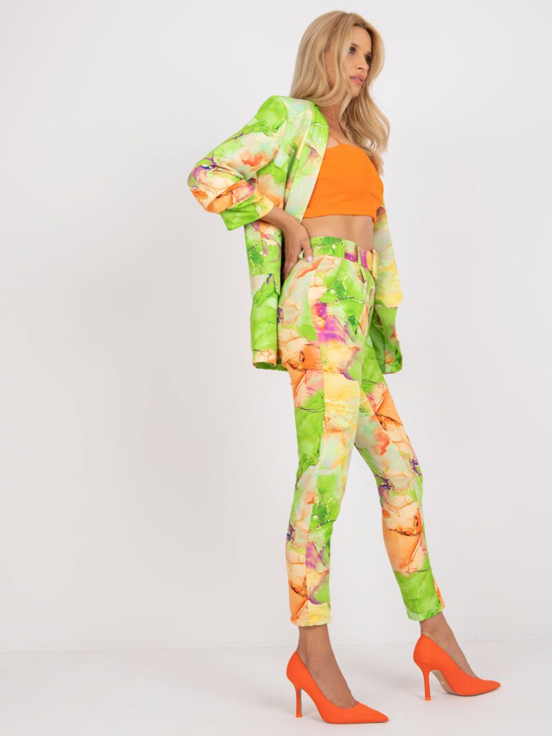 Limonkowe spodnie damskie w printy - obrazek 5