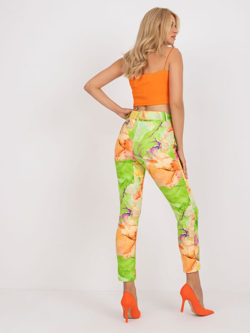 Limonkowe spodnie damskie w printy - obrazek 3