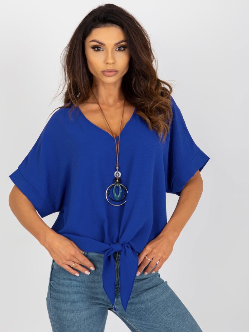 kobaltowa bluzka damska oversize