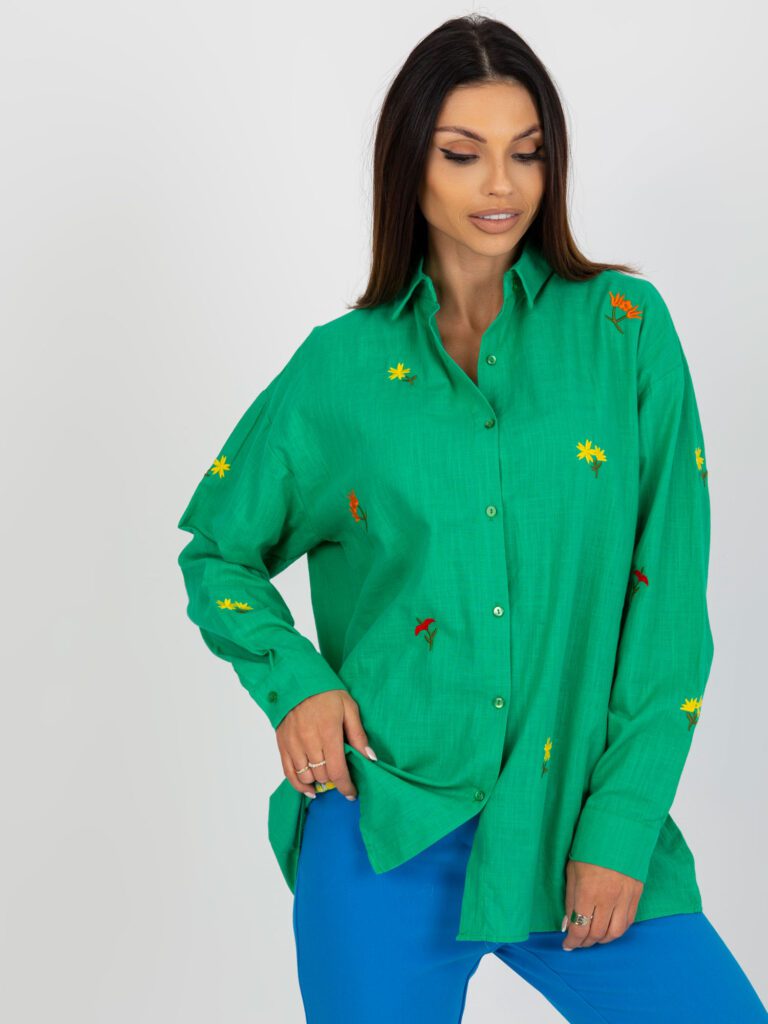 zielona koszula damska z haftem
