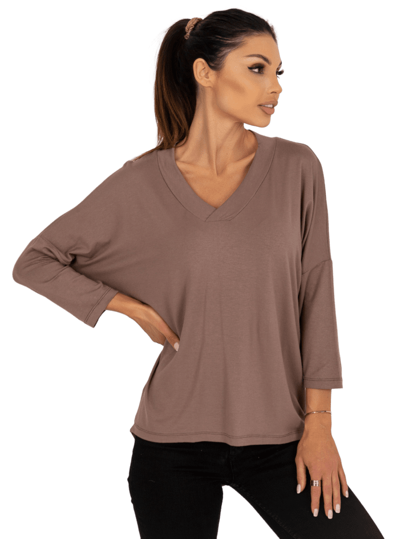 Brązowa bluzka damska oversize - obrazek 5