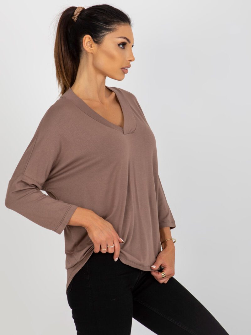 Brązowa bluzka damska oversize - obrazek 2