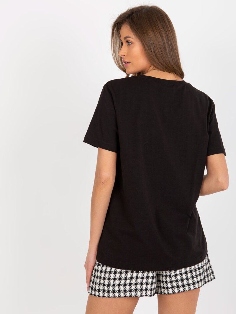 Czarny t-shirt bawełniany z misiem - obrazek 3